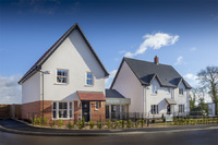 The Station Fields marketing suite and Laxfield (on left) and Aspall show homes.